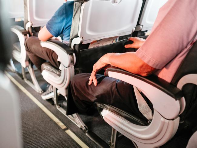 Close-up view of passenger on a plane