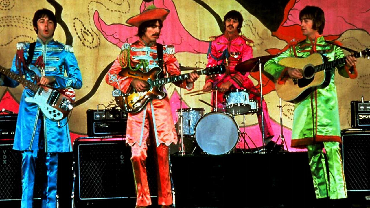 The Beatles perform, from left, Paul McCartney, George Harrison, Ringo Starr and John Lennon.