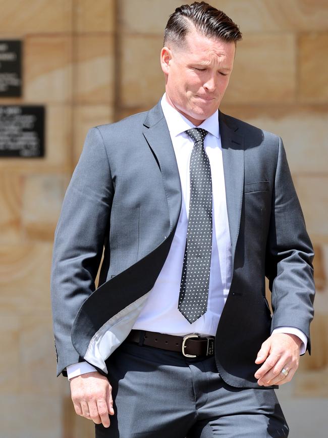 Sean Hobbs walks from the Adelaide Magistrates Court on Monday. Picture: Kelly Barnes