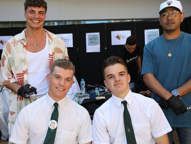 St Augustine's College students Jasper Zanon and Toby West supporting Mullets for Mental Health. Picture: Supplied.