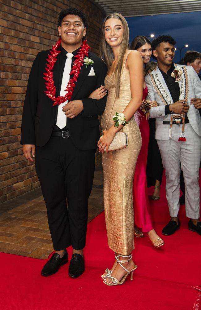 Jamaine Sialau and Georgia Wells at Toowoomba Grammar School formal at Rumours International, Wednesday, November 15, 2023. Picture: Kevin Farmer