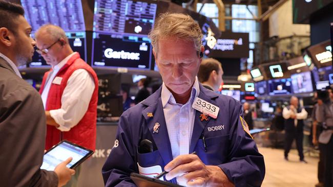 Traders on the floor of the New York Stock Exchange. Picture: Getty Images