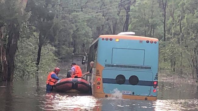 Six children were trapped in a flooded school bus. Picture: Oakville Rural Fire Brigade