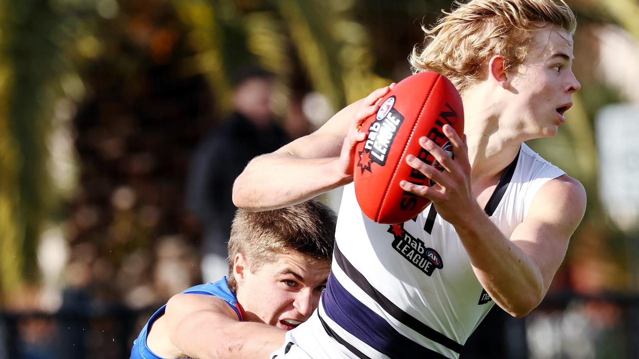 Jackson Archer, son of North Melbourne great Glenn in action, will join the Kangaroos. Picture: Michael Klein