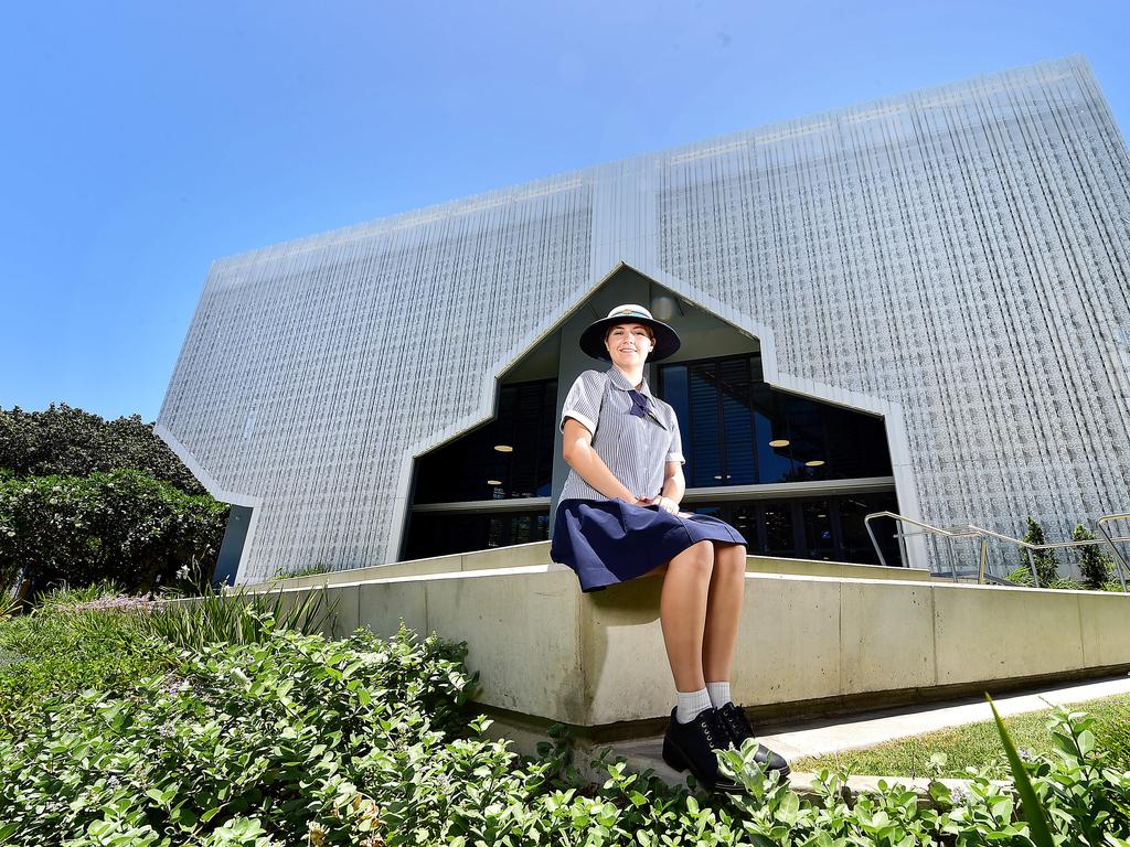 Chloe Dickinson, 17, in the new $19 million three-storey East Precinct building at St PatrickÃ&#149;s College Townsville. Picture: Shae Beplate.