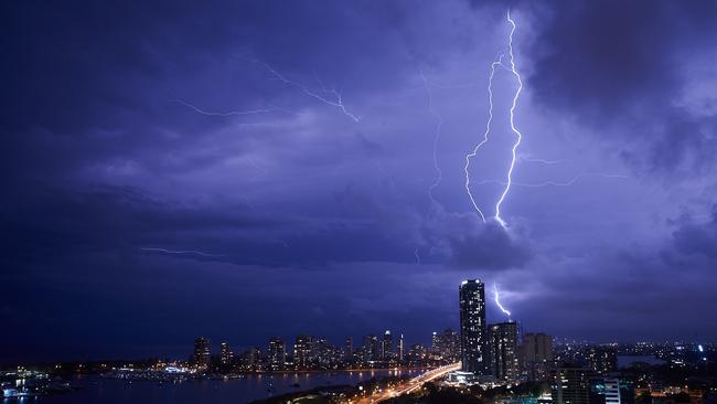 Photographer Grant Bailey took this spectacular picture of lightning striking the Q1 in Surfers Paradise last night from a balcony in Southport. Instagram: @grantbaileyphoto