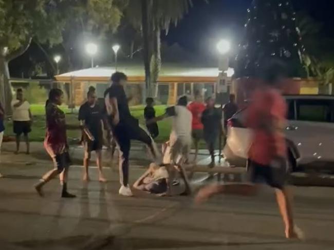 A video of a man being bashed on a busy Saturday night in Alice Springs CBD. Picture: Facebook