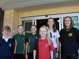 TALENT ON SHOW: Looking forward to the start of the Gympie Eisteddfod 2019 are Brock Morgan of Cooloola Christian College, Claire and Emily Morgan of James Nash State High School, Florence Penny of Gympie West State School, Sarah Thomas and Phoebe Penny of James Nash State High School. Picture: Arthur Gorrie