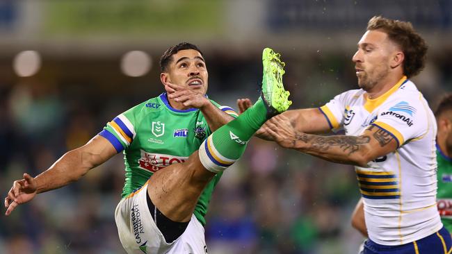 Jamal Fogarty has been key to the Raiders revival, with a starring role in their win over Parramatta. Picture: Getty Images.