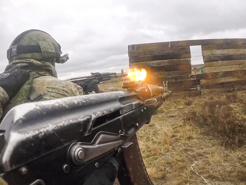 Russian marines during joint exercises in Belarus. Picture: Russian Defence Ministry/AFP