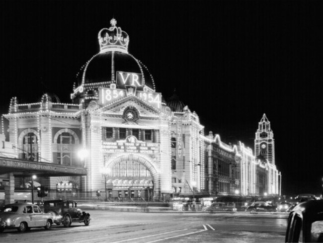 Melbourne celebrated 100 years of Flinders Street Station in 1954. Picture: State Library of Victoria.