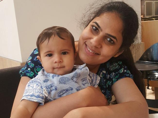 Bourke St victim Nethra Krishnamurthy with baby Hari. Picture: Supplied