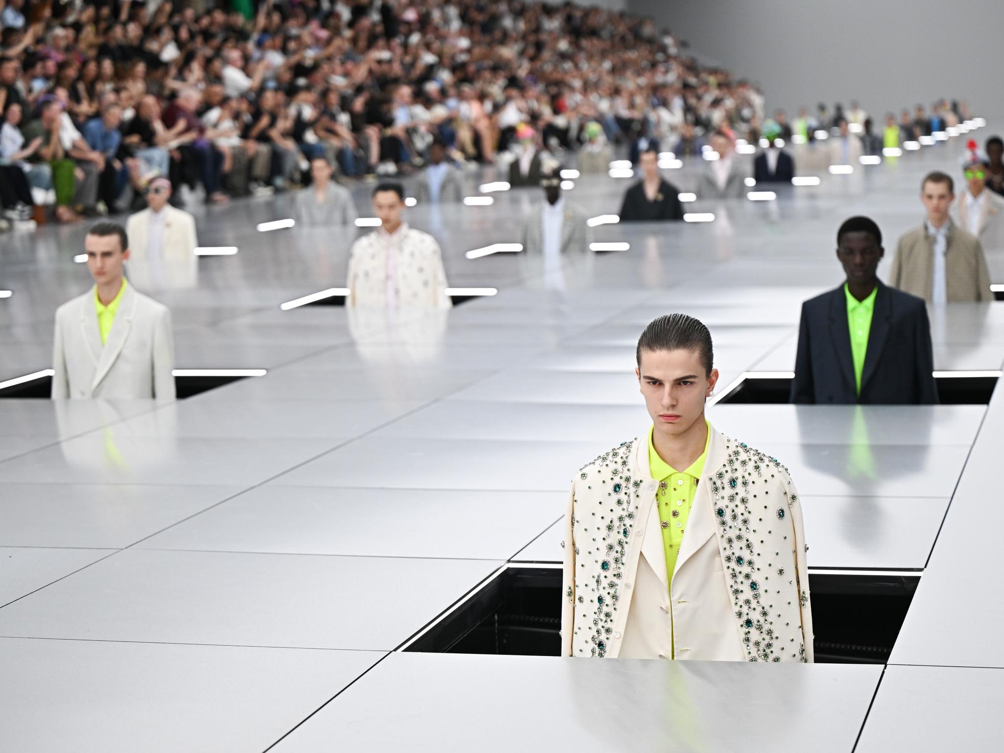 A model walks the runway during the Louis Vuitton Menswear Spring