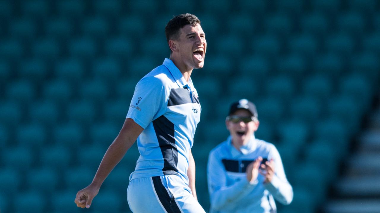 Chad Sammut celebrates a wicket at the Under-19 National Championships. Photo supplied by Cricket Australia.