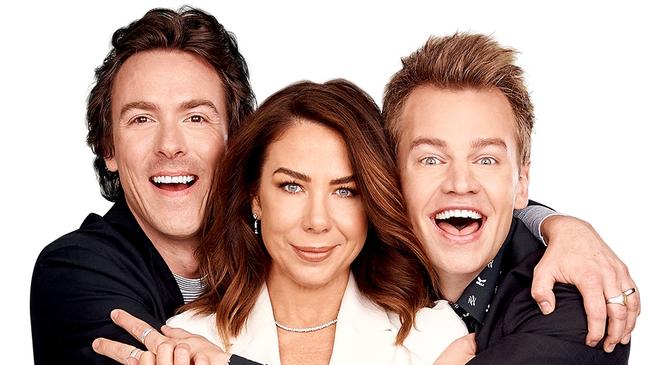 Tim Blackwell, Kate Ritchie and Joel Creasey for the Kate, Tim and Marty show on Nova.