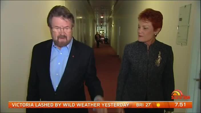 Derryn Hinch and Pauline Hanson clash