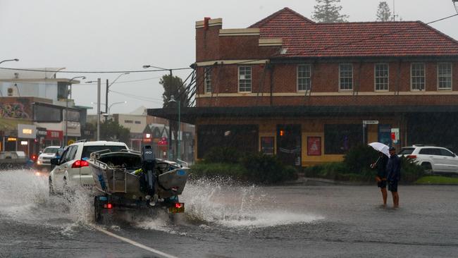 Floods in the Byron Bay town centre. Picture: NCA NewsWire /Danielle Smith