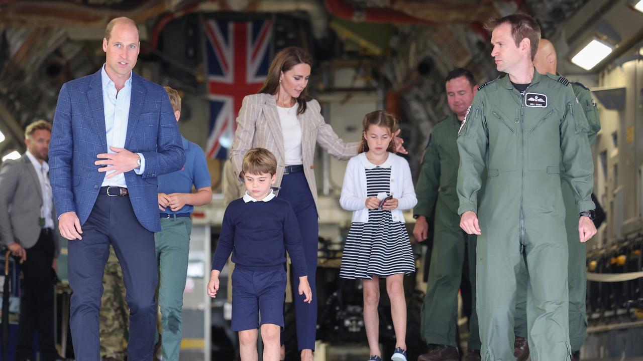 In Blighty, the Cambridge family are generally only photographed during official royal events such as this visit to the Air Tattoo at RAF Fairford on July 14, 202. Picture: Chris Jackson/Getty Images