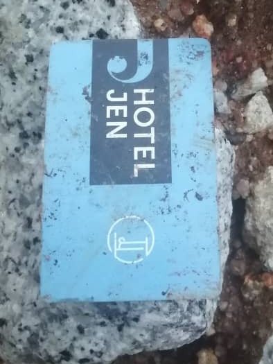 A Hotel Jen keycard found among the items on a Penang construction site was matched to the room where Annapuranee Jenkins was staying. Picture: Supplied