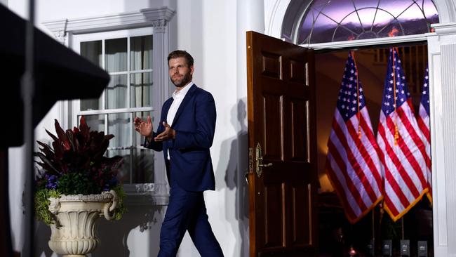 Eric Trump arrives before former US President Donald Trump speaks at the Trump National Golf Club in New Jersey. Photo: Getty Images