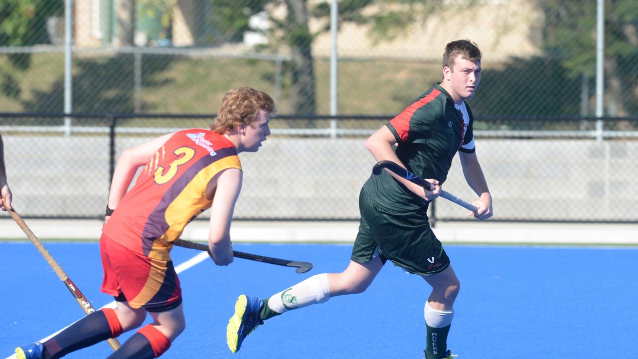 HOCKEY DIV 1 MEN: Park Avenue's B. Harlow and Frenchville Rovers' N. Moffat