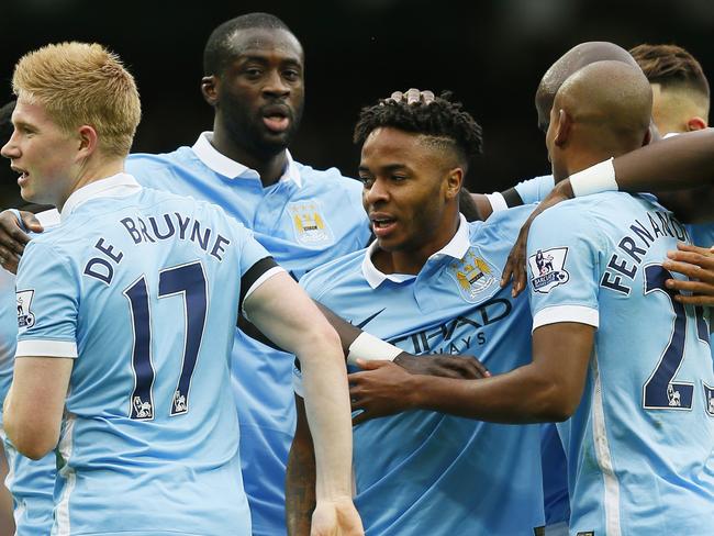 Manchester City's Raheem Sterling celebrates scoring their first goal v Bournemouth in the Premier League.