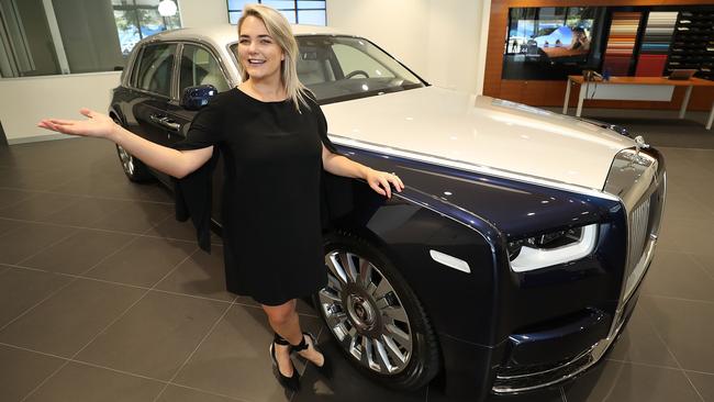 The showroom opening will cap a successful year for Rolls-Royce in Australia, marked by an expansion drive. Emma Doyle in the new Brisbane showroom. Picture: Peter Wallis