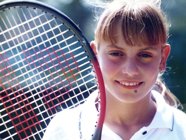 A young Dokic on the tennis court.