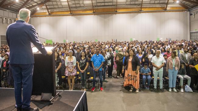 The massive citizenship ceremonies inducted 13,000 new Australian citizens. Picture: Jeremy Piper