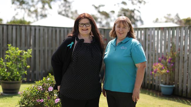 Carolynne and her ovarian cancer nurse, Katherine. Picture: Ovarian Cancer Australia