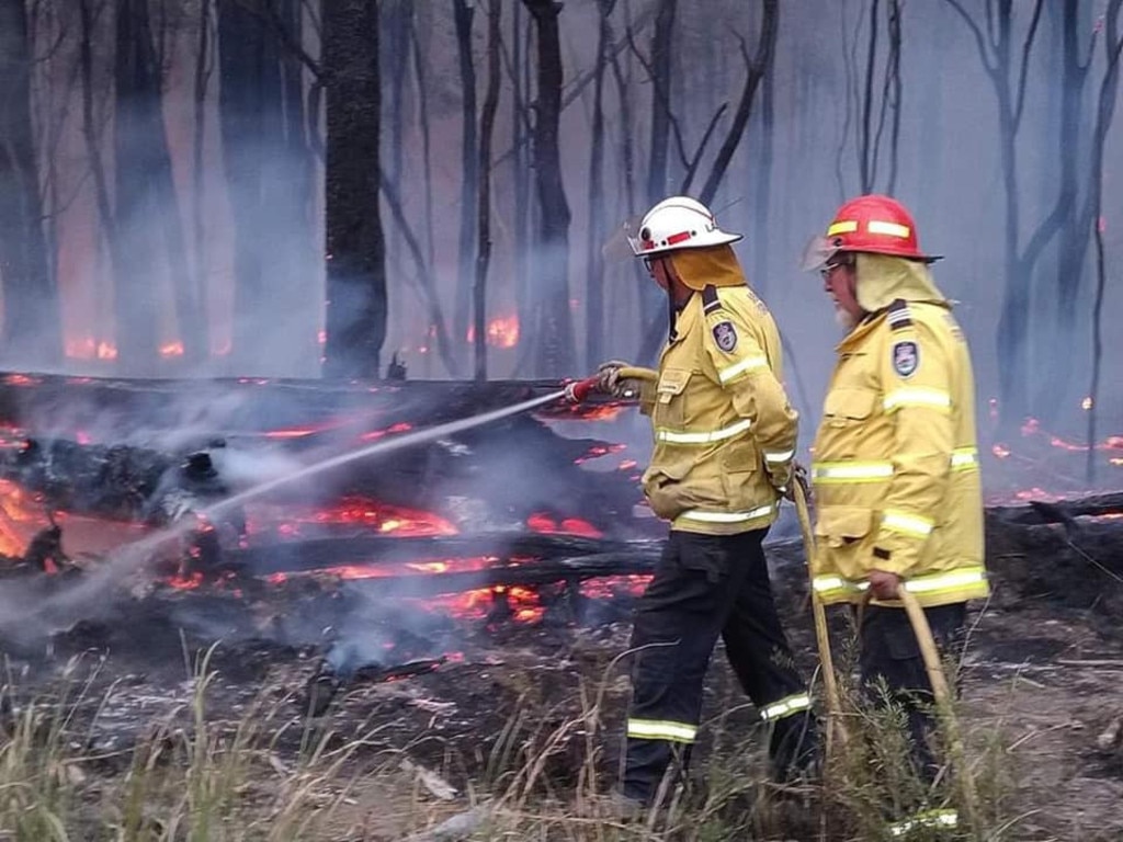 Deputy captain Greg Pryor and his crew are in their third straight month fighting fires on NSW's north coast. Picture: Eliza Barr