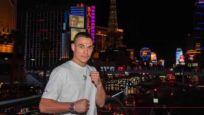 Tim Tszyu in Las Vegas before his fight against Terrell Gausha in Minneapolis. Picture: Alex Sanchez