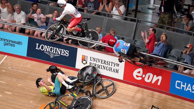 Matt Walls was catapulted over the barriers at the velodrome.