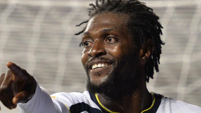 Tottenham Hotspur's striker Emmanuel Adebayor prefers away games at the moment. Picture: AFP? Glyn Kirk