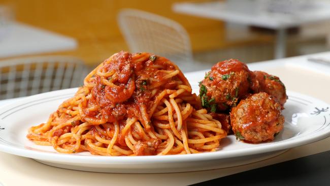 Spaghetti with meatballs at Chicco Palms. Picture: Calum Robertson