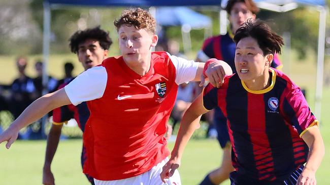 GPS First XI football between Brisbane State High and Ipswich Grammar. Saturday May 20, 2023. Picture: George Galanos.