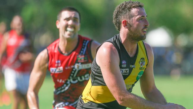 Aidan Robinson playing for Nightcliff in Darwin. Picture: Glenn Campbell