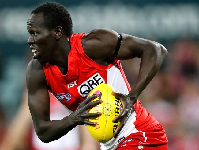 Aliir Aliir is turning heads in Sydney — and in the SuperFooty Bunker. Picture: Getty Images