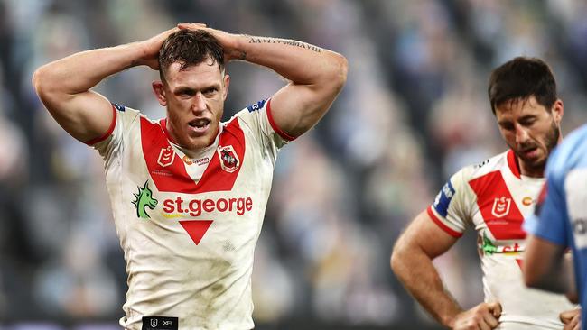 Cameron McInnes and Ben Hunt take some deep breaths after conceding a try. Picture: Cameron Spencer/Getty Images