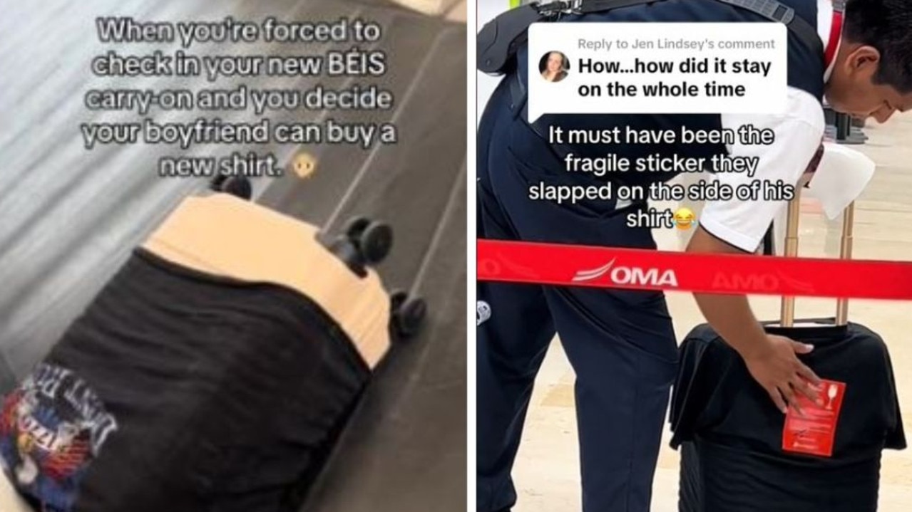 Woman sparks heated debate after covering bag with boyfriend’s T-shirt.
