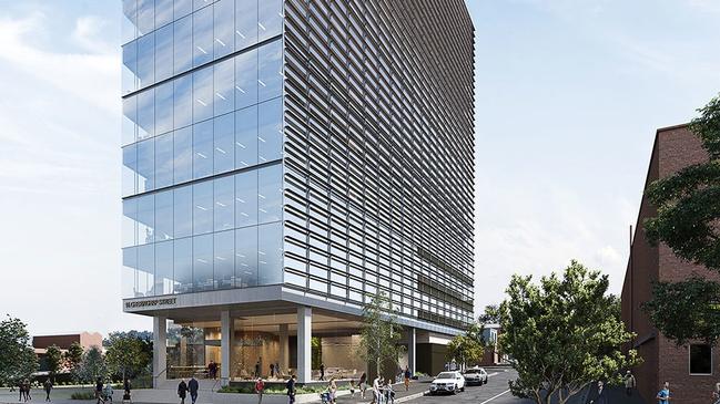 An artist’s impression of the planned 12-storey office building at 16 Gheringhap St, Geelong.