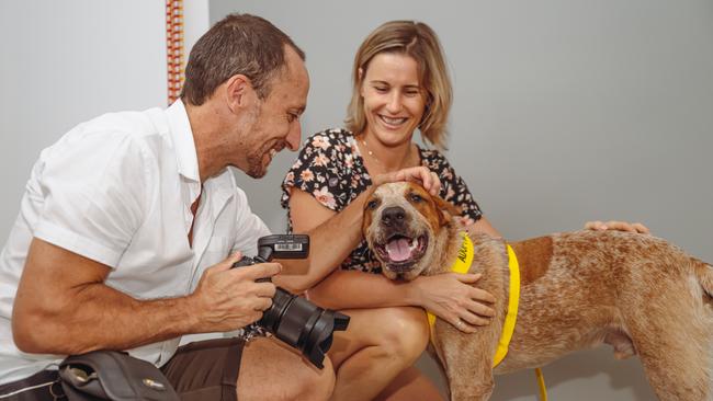 Benn Brown and Jules Wilkinson from By Heart Photography with North Queensland Animal Rescue Benny who is available for adoption. Picture Emily Barker.