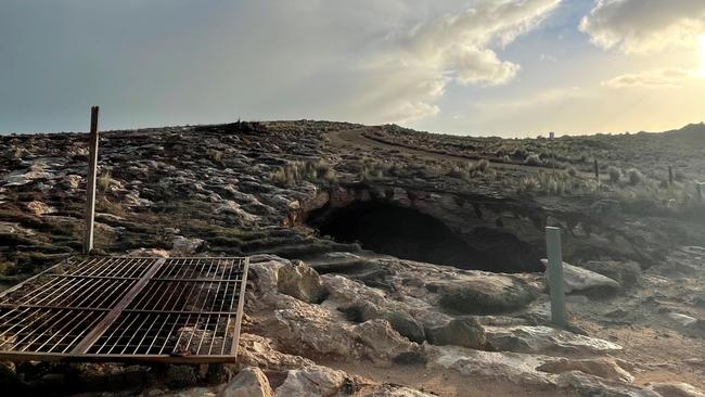 A sinkhole the size of half a tennis court has appeared on the, Robe coastline overnight. Picture: District Council of Robe