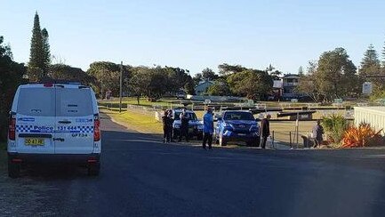 Police outside Wooli Bowling Club. Picture: Nikki Voss