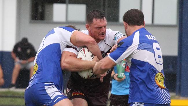 Jeff Lynch takes a hit-up for Burleigh in their Round 1 win over Tugun. Picture: Mike Batterham