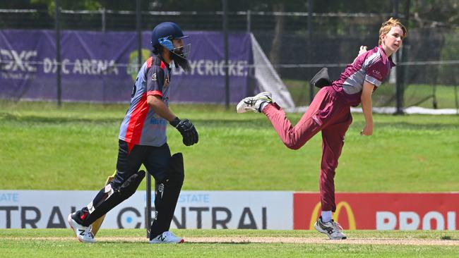 T20 Cricket first round today with Palmerston Vs University Young 17yr old bowler for Palmerston Jayden Chatto takes a wicket on his first ball. Picture Julianne Osborne
