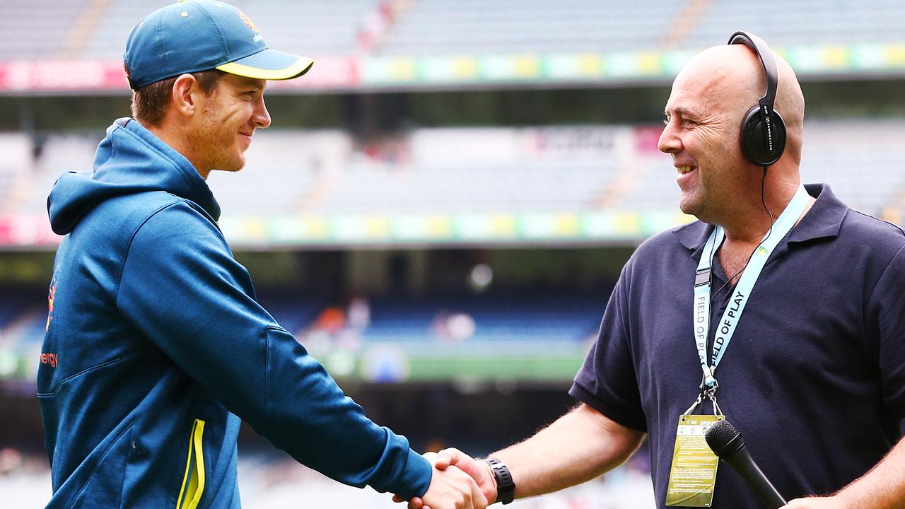 Tim Paine (left) with Darren Lehmann in 2018. Picture: Michael Dodge/Getty Images