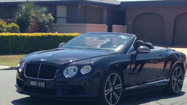 A Bentley that was seized by police during a raid at Broadbeach Waters. Photo: Jessica Huxley