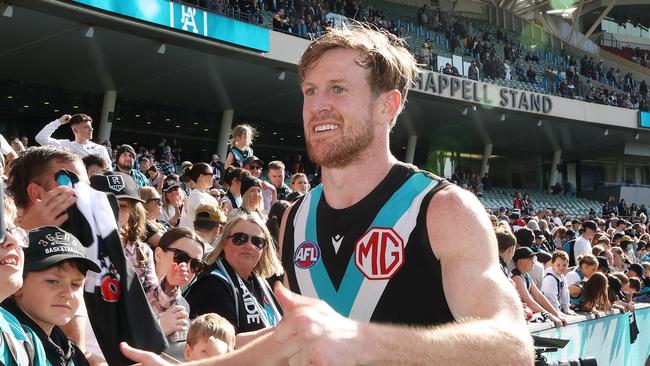 Tom Jonas will miss the next two weeks at least with a calf injury. (Photo by Sarah Reed/AFL Photos via Getty Images)