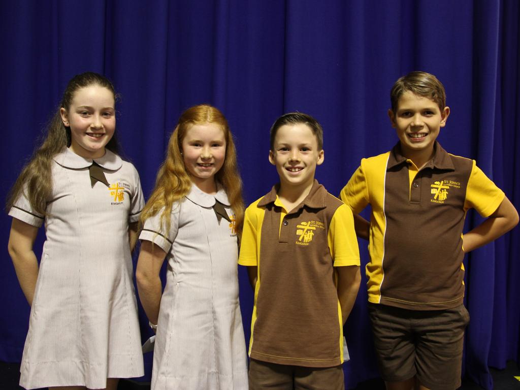 St John's Lutheran Junior school and vice captains Amelia Phillips, Charlotte Fechner, Flint Knight and Jayce Walters